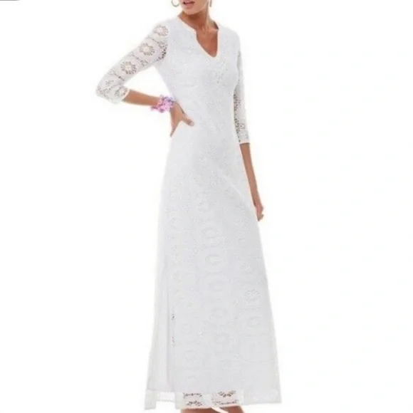 Lilly Pulitzer Sharrie Caftan Maxi Dress Resort White King Street Lace Size S - Picture 3 of 10